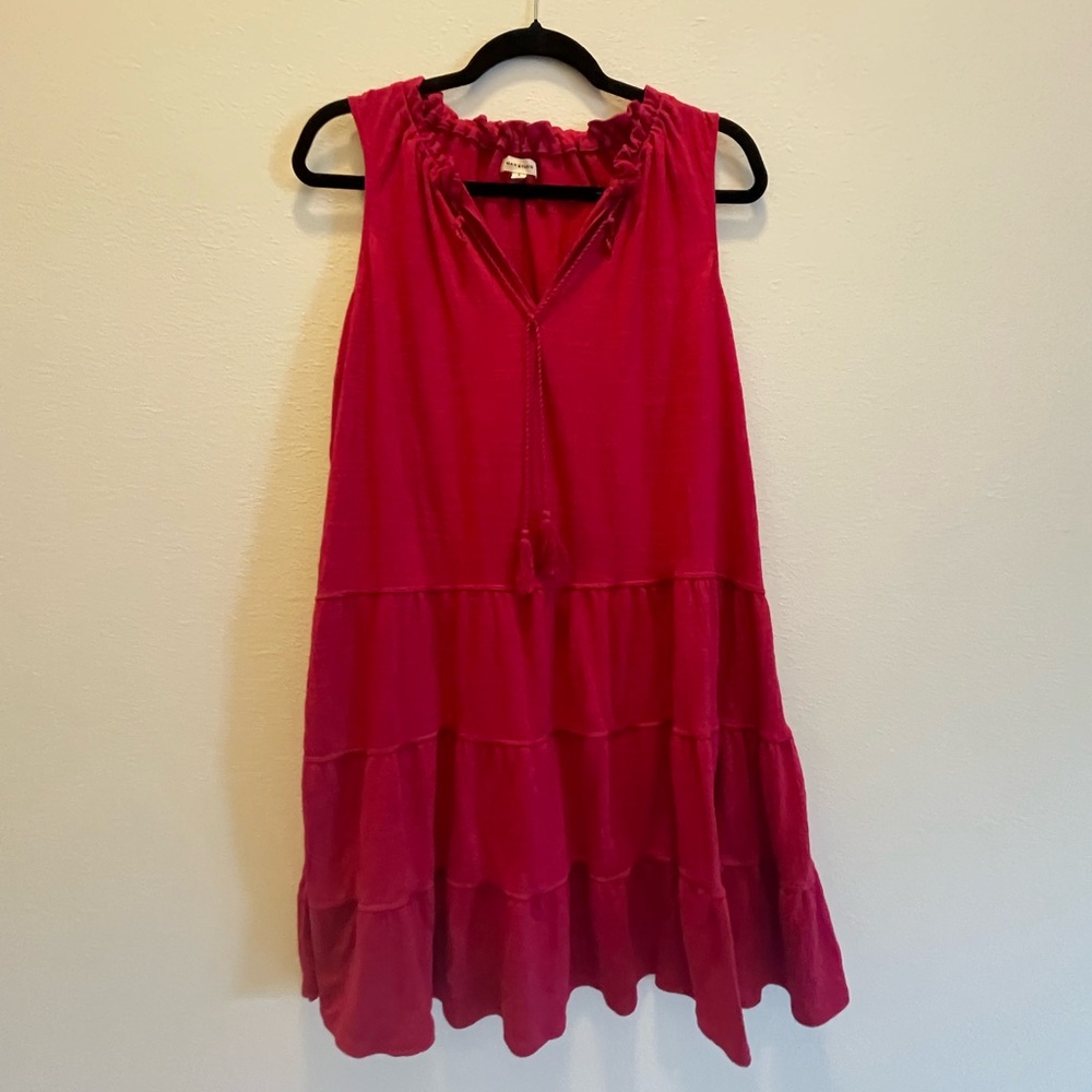 Max Studio Ruffled Off-Shoulder Dress in Bright Pink spring summer vacation